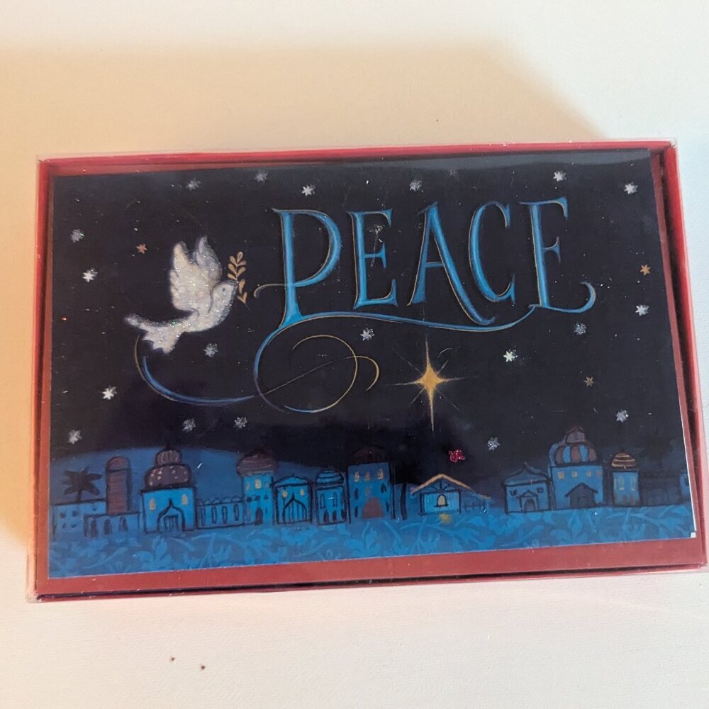 NWT 16 Dove Peace Blue Christmas Cards American Greetings Sealed Box Holiday NEW